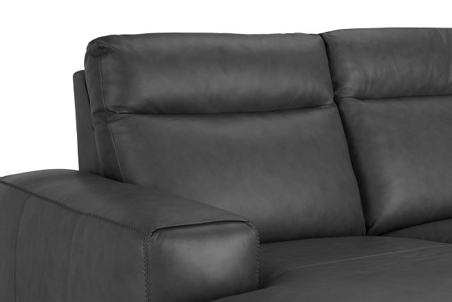 Elba Dark Gray Leather Small Dual Power Left Chaise Sectional