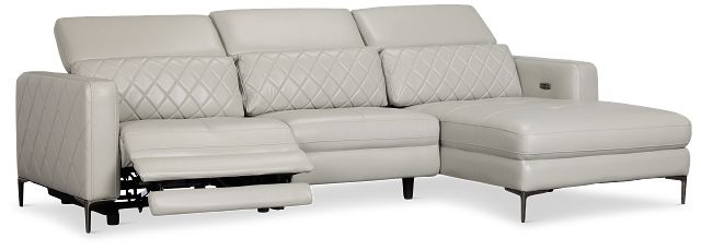 Ava Light Gray Micro Right Chaise Power Reclining Sectional
