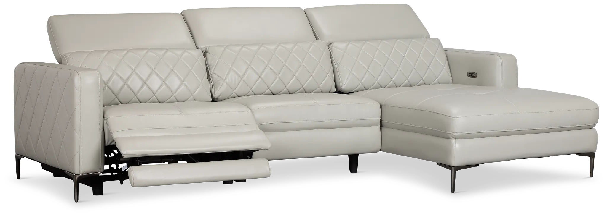 Ava Light Gray Micro Right Chaise Power Reclining Sectional