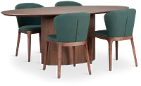 Nomad Mid Tone 78" Oval Table & 4 Dark Green Chairs W/ Mid-tone Legs