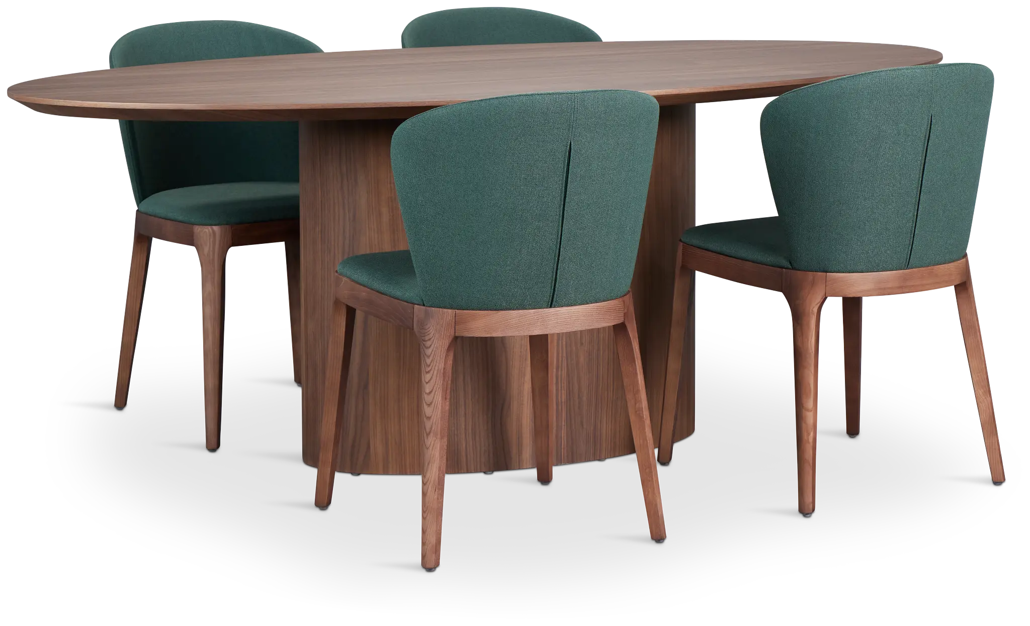 Nomad Mid Tone 78" Oval Table & 4 Dark Green Chairs W/ Mid-tone Legs Nomad Mid Tone 78" Oval Table & 4 Dark Green Chairs W/ Mid-tone Legs