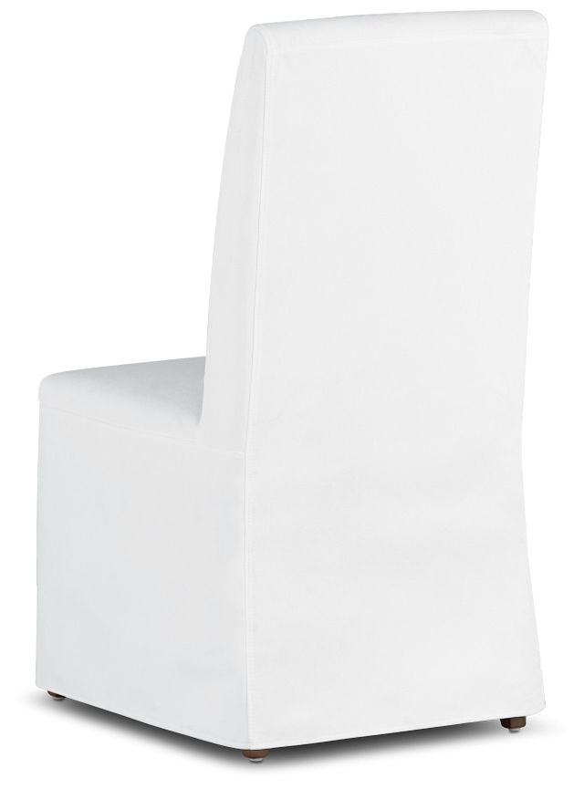 Harbor White Long Slipcover Chair With Medium-tone Leg