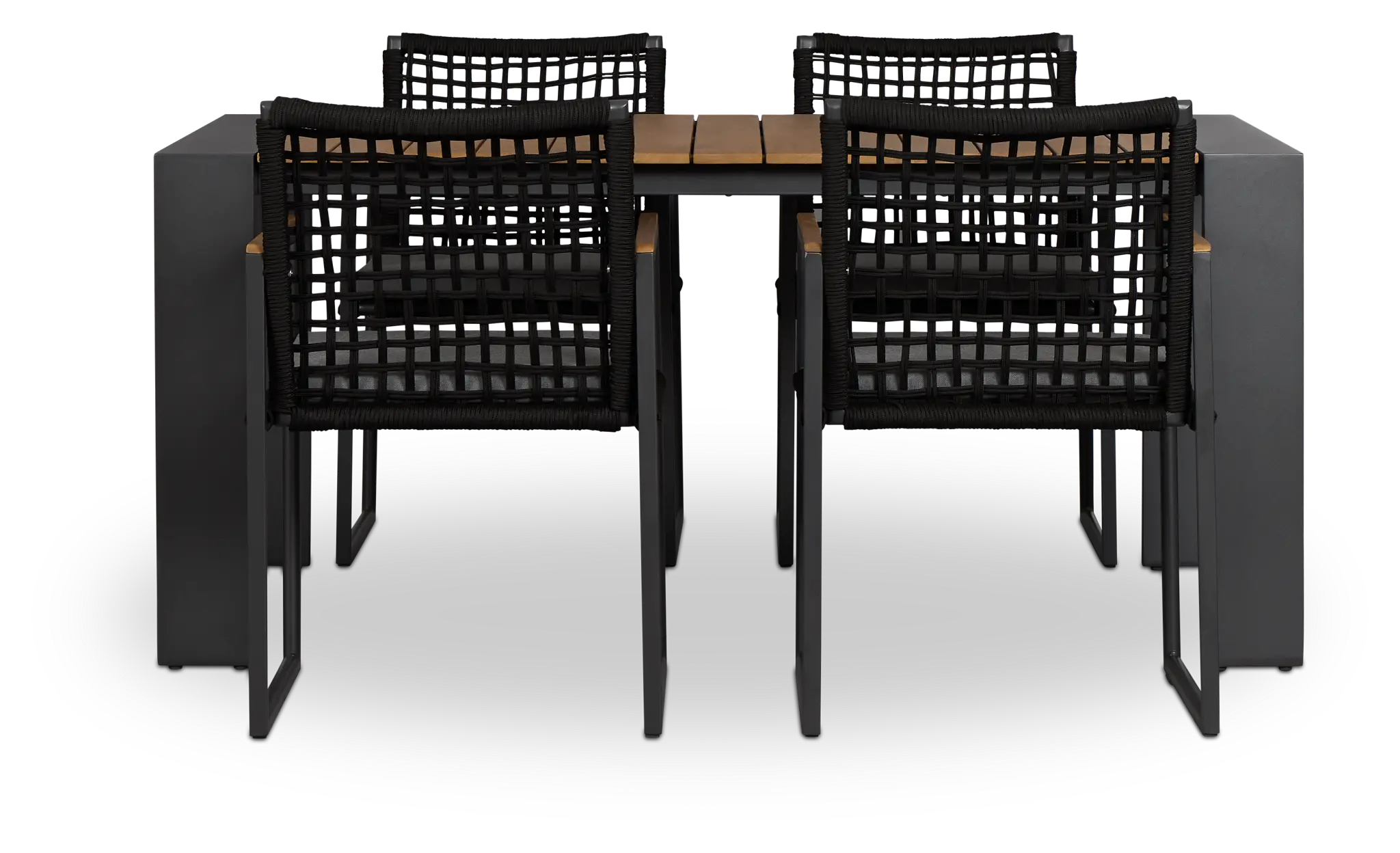 Sunrise Dark Gray Teak Rectangular Table & 4 Teak Arm Chairs Sunrise Dark Gray Teak Rectangular Table & 4 Teak Arm Chairs