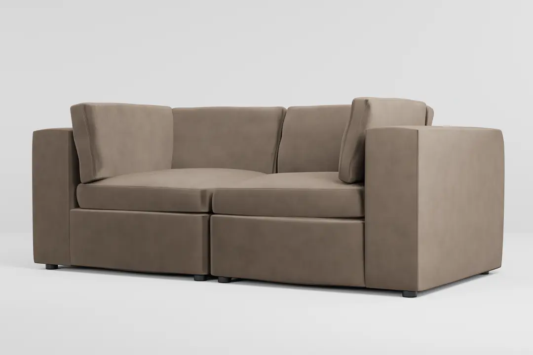 Destin Joya Beige Velvet 2-piece Modular Sofa Destin Joya Beige Velvet 2-piece Modular Sofa
