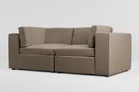 Destin Joya Beige Velvet 2-piece Modular Sofa