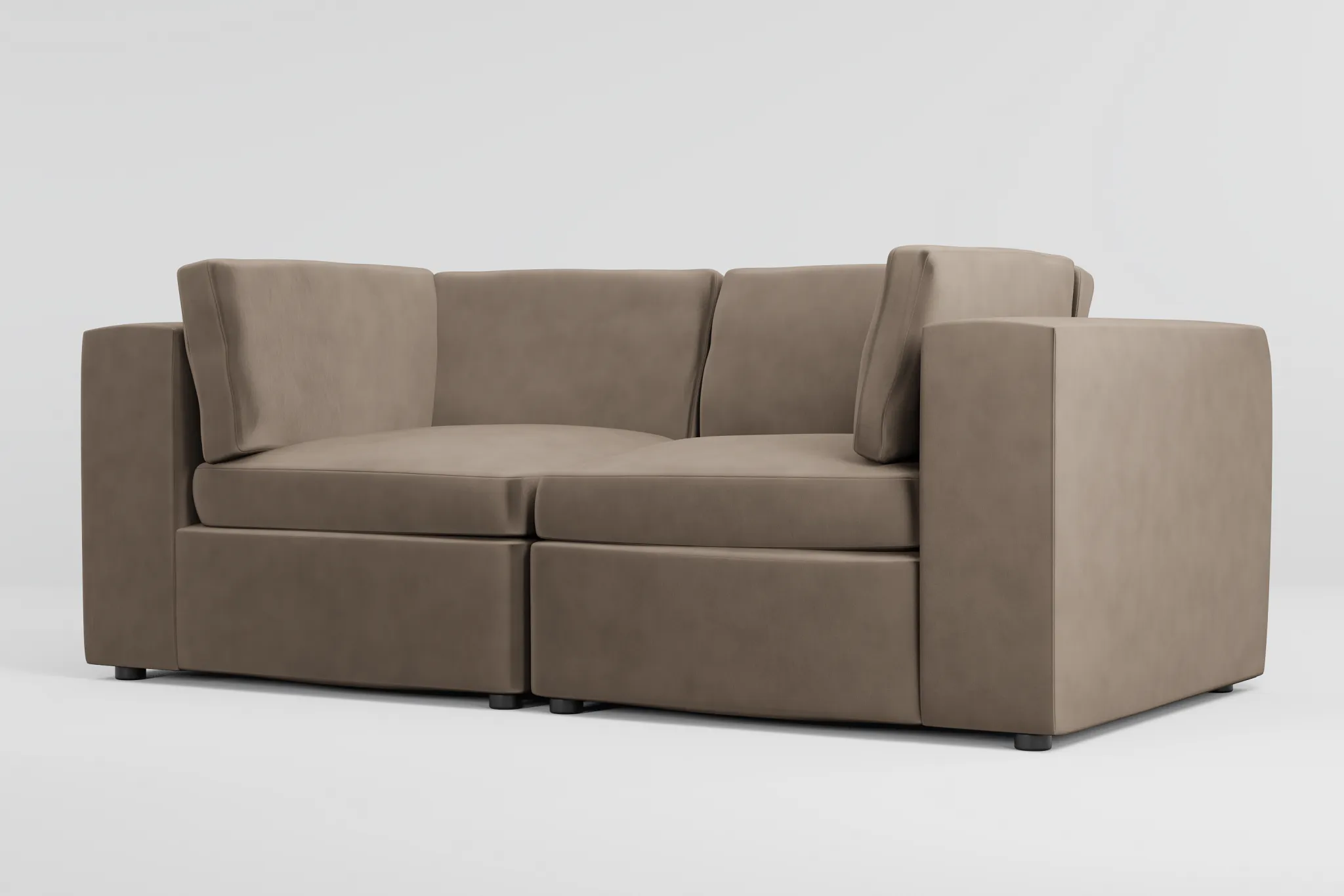 Destin Joya Beige Velvet 2-piece Modular Sofa