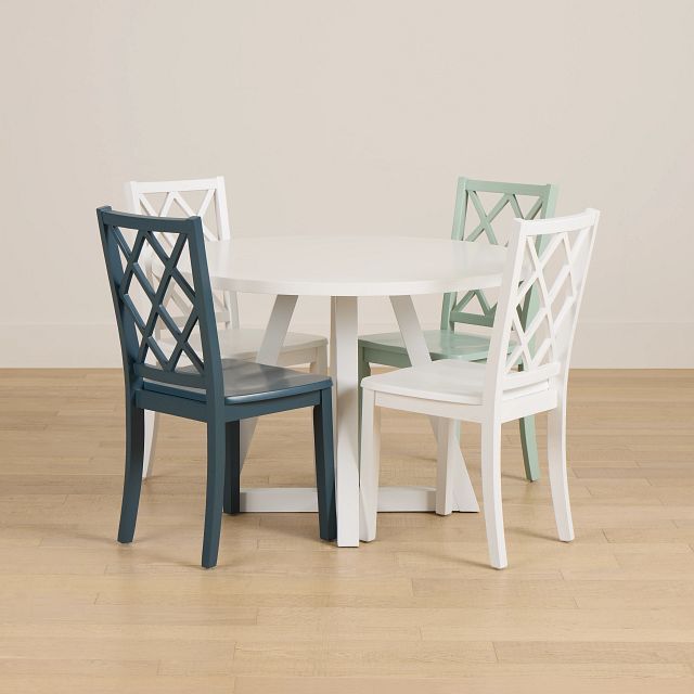 Edgartown White Round Table & Mixed Chairs