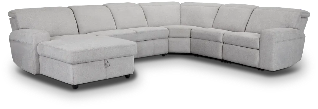 Callum Light Gray Storage Small Left Dual Power Chaise Sleeper Sectional