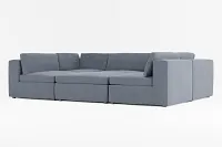 Destin Victory Dark Blue Fabric 6-piece Pit Sectional