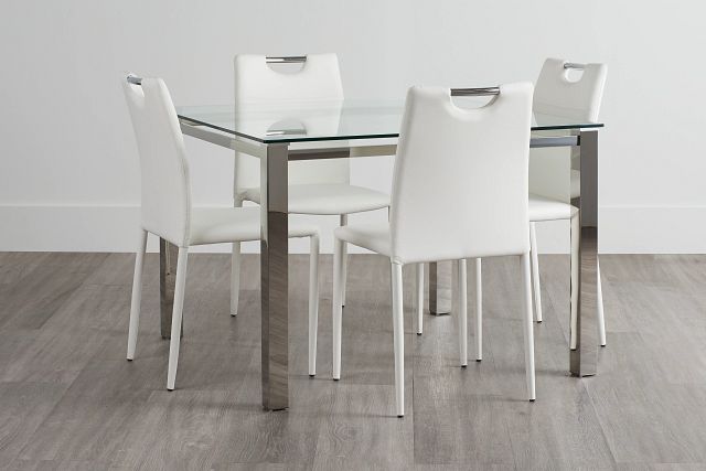 Skyline White Square Table & 4 Upholstered Chairs (0)