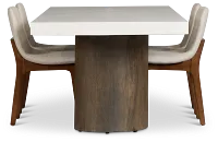 Jensen White Rect Table & 4 Upholstered Chairs