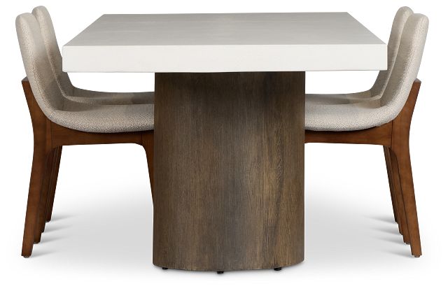 Jensen White Rect Table & 4 Upholstered Chairs