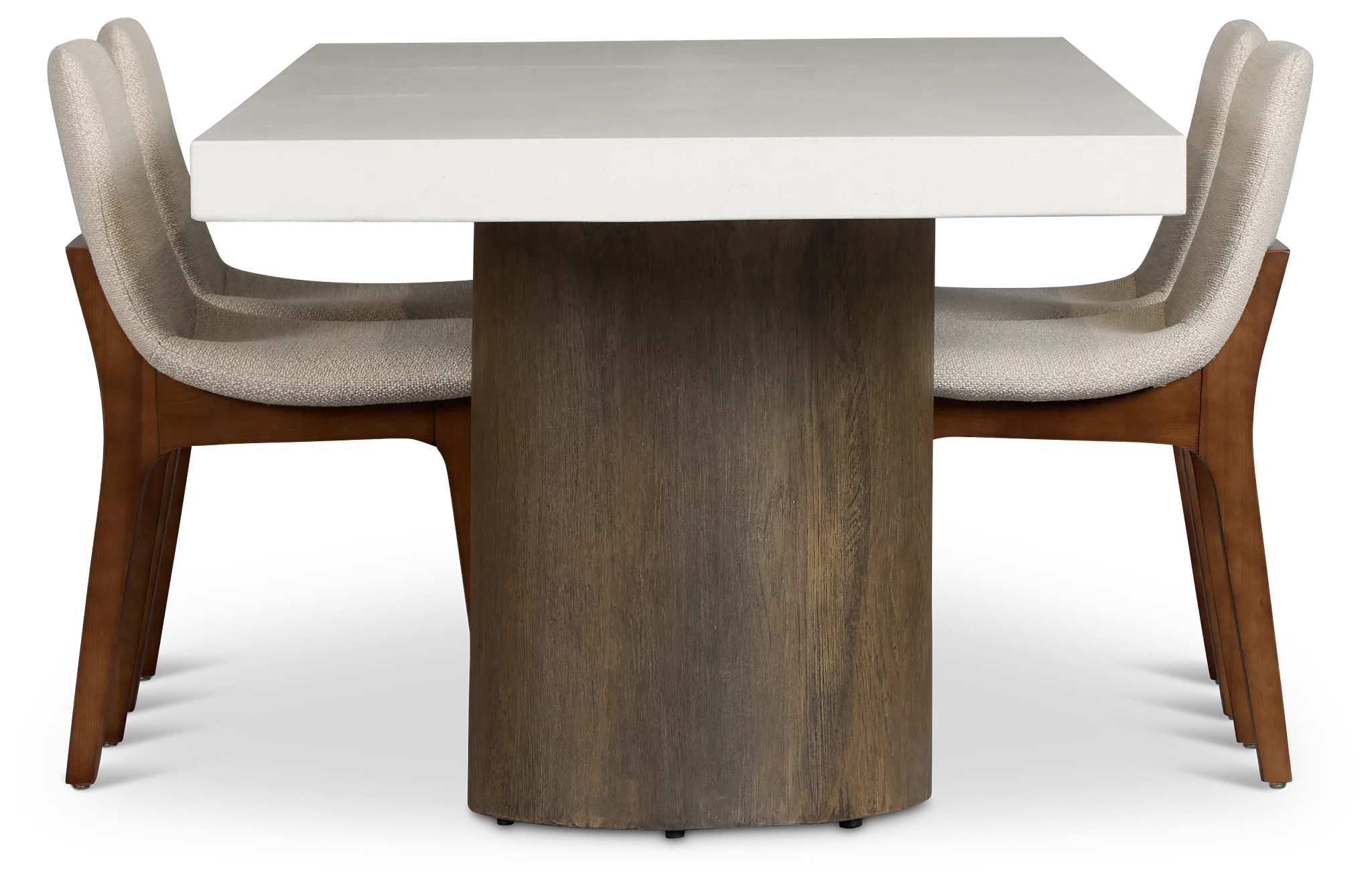 Jensen White Rect Table & 4 Upholstered Chairs