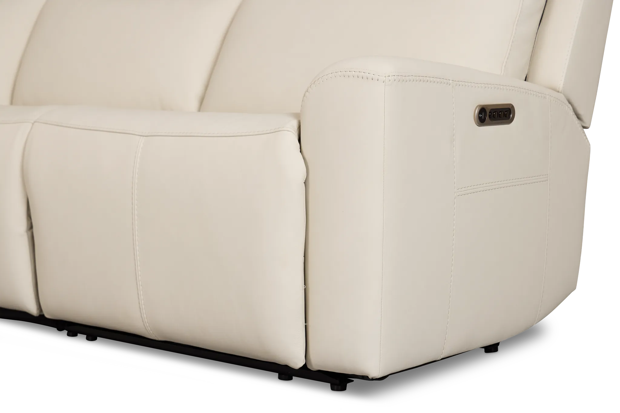 Flexsteel Sterling Ivory Lthr/vinyl Small Dual Power Reclining Two-arm Sectional