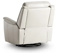 Aiden Light Gray Leather Power Glider Recliner With Power Headrest
