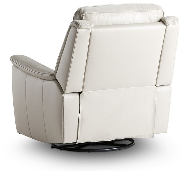 Aiden Light Gray Leather Power Glider Recliner With Power Headrest