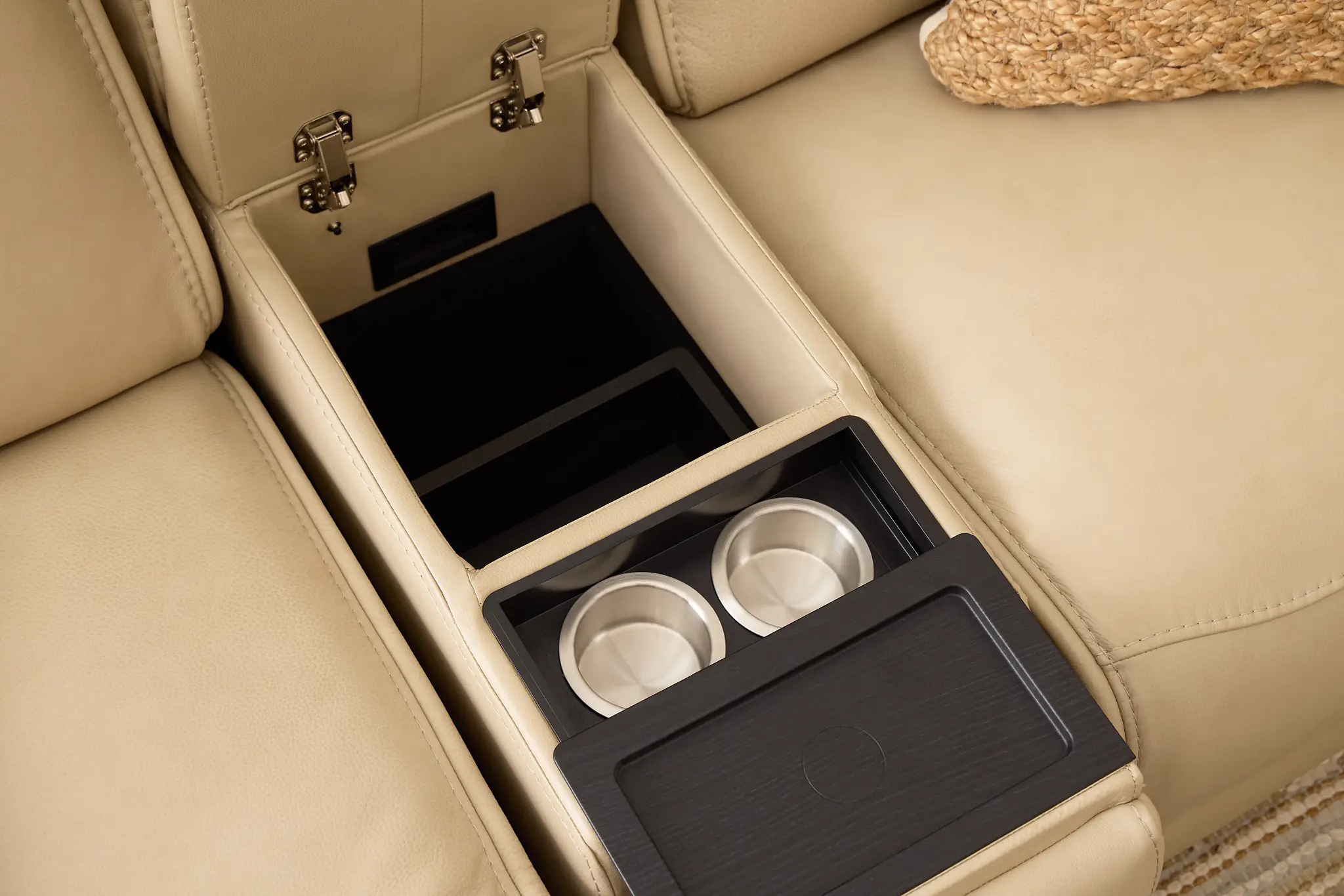 Casey Light Beige Lthr/vinyl Medium Triple Power 2-arm Sectional Casey Light Beige Lthr/vinyl Medium Triple Power 2-arm Sectional