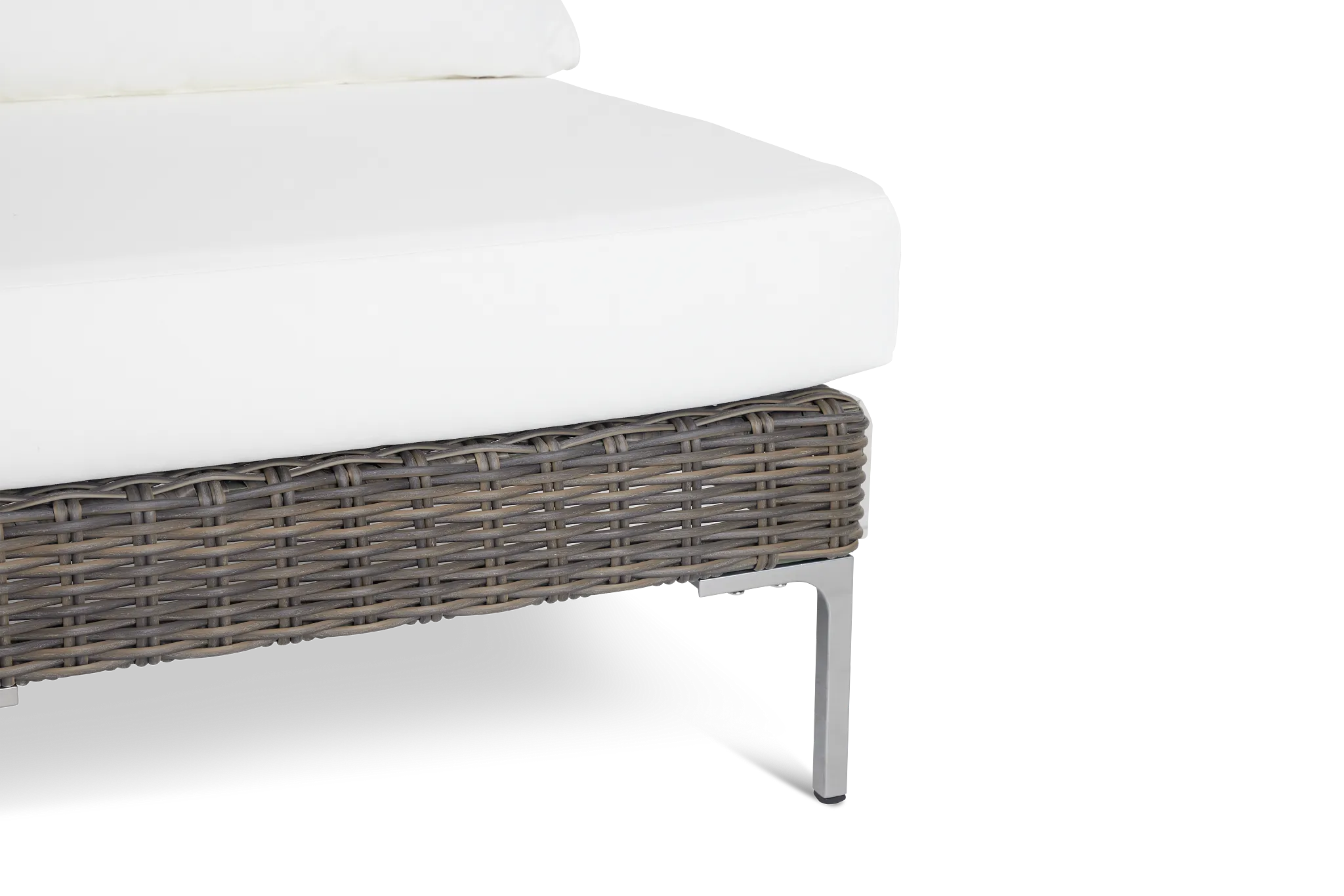 Tulum White Woven Armless Chair W/ Cushion