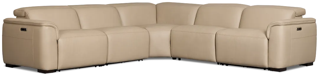 Flexsteel Brodie Taupe Lthr/vinyl Small Triple Power Reclining Two-arm Sectional