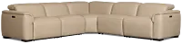 Flexsteel Brodie Taupe Lthr/vinyl Small Triple Power Reclining Two-arm Sectional