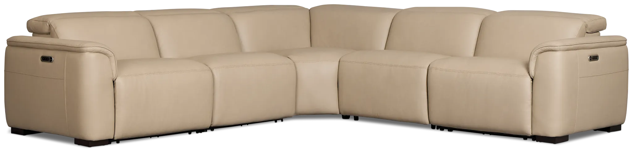 Flexsteel Brodie Taupe Lthr/vinyl Small Triple Power Reclining Two-arm Sectional