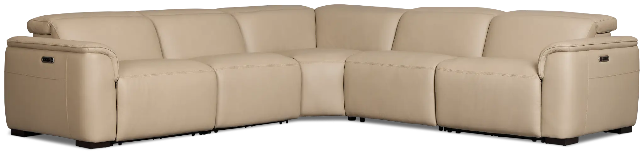 Flexsteel Brodie Taupe Lthr/vinyl Small Triple Power Reclining Two-arm Sectional Flexsteel Brodie Taupe Lthr/vinyl Small Triple Power Reclining Two-arm Sectional