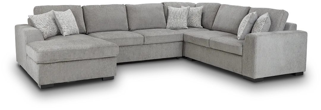 Blakely Gray Fabric Large Left Chaise Storage Sleeper Sectional