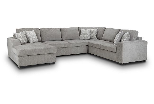 Blakely Gray Fabric Left Chaise Storage Sleeper Sectional