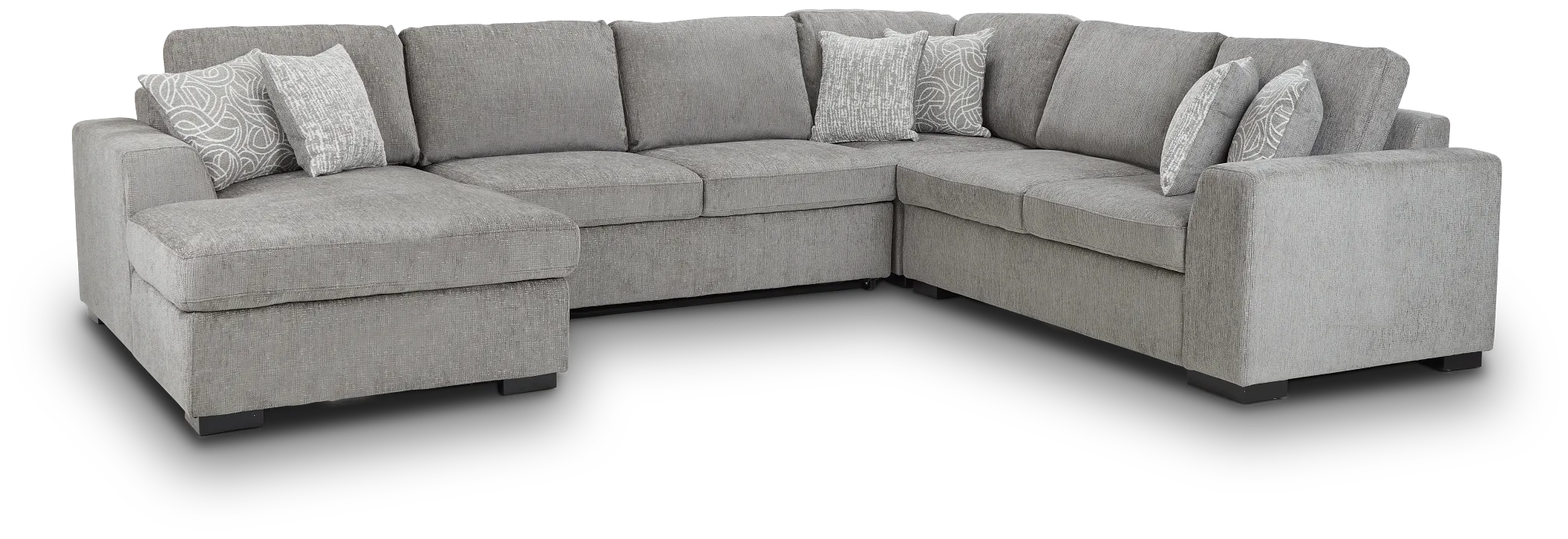 Blakely Gray Fabric Left Chaise Storage Sleeper Sectional