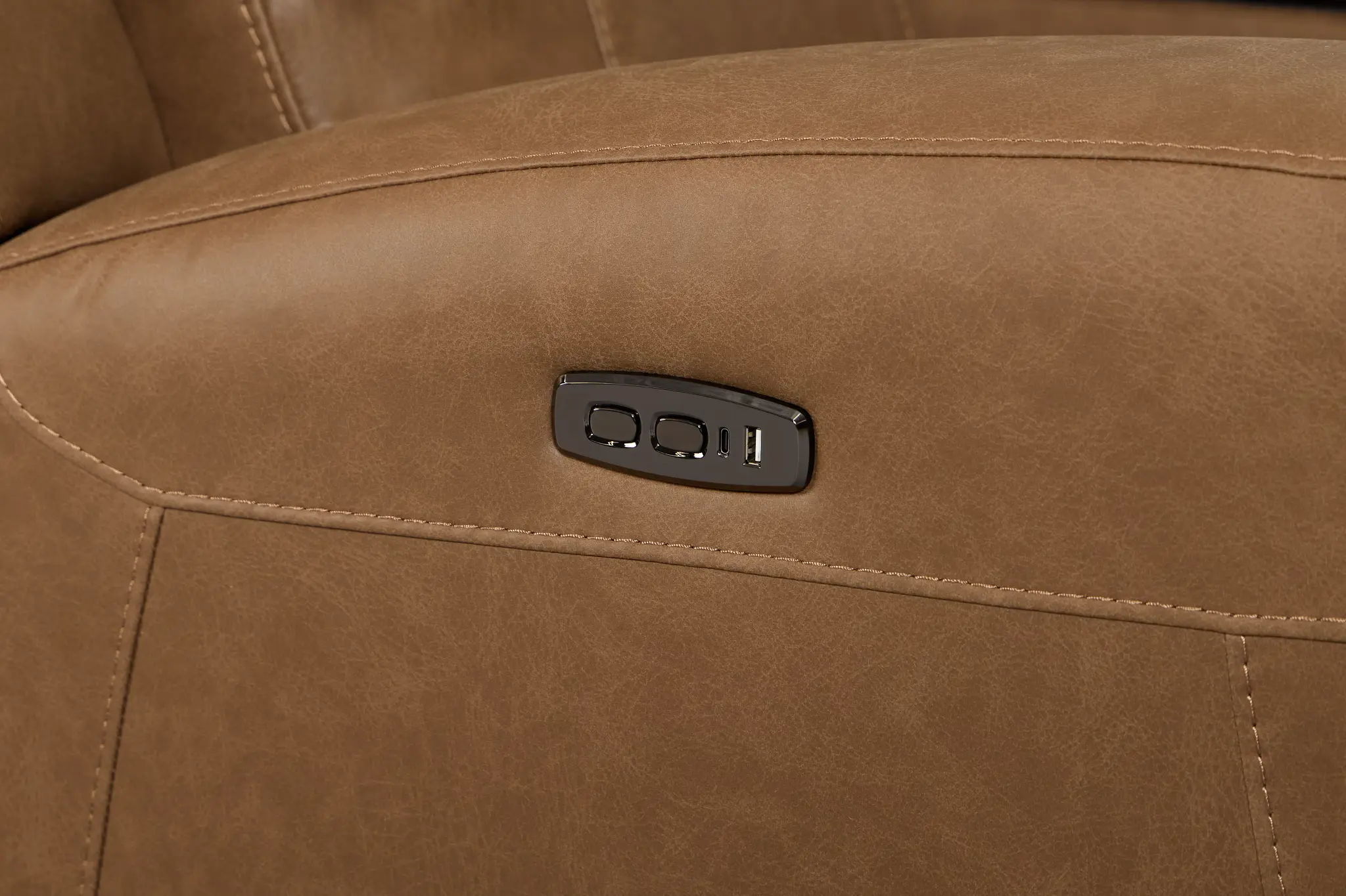 Colton Brown Micro Power Reclining Console Loveseat W/ Power Headrest Colton Brown Micro Power Reclining Console Loveseat W/ Power Headrest