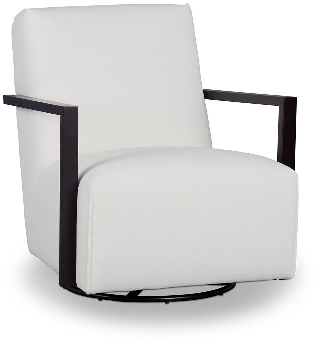 Lucas White Fabric Swivel Rocker Glider