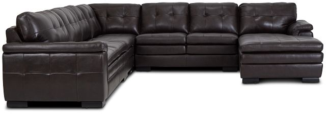 Braden Dark Brown Leather Large Right Chaise Sectional (3)