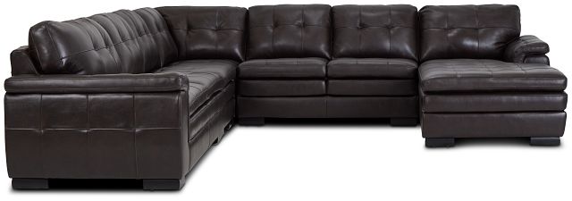 Braden Dark Brown Leather Large Right Chaise Sectional