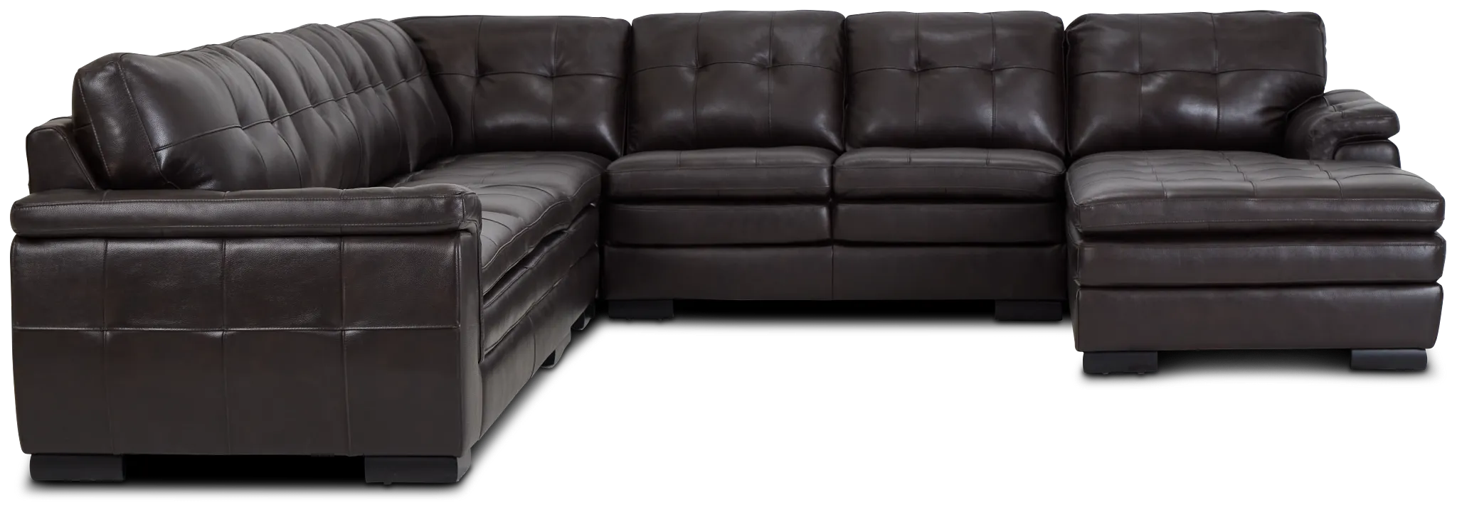 Braden Dark Brown Leather Large Right Chaise Sectional