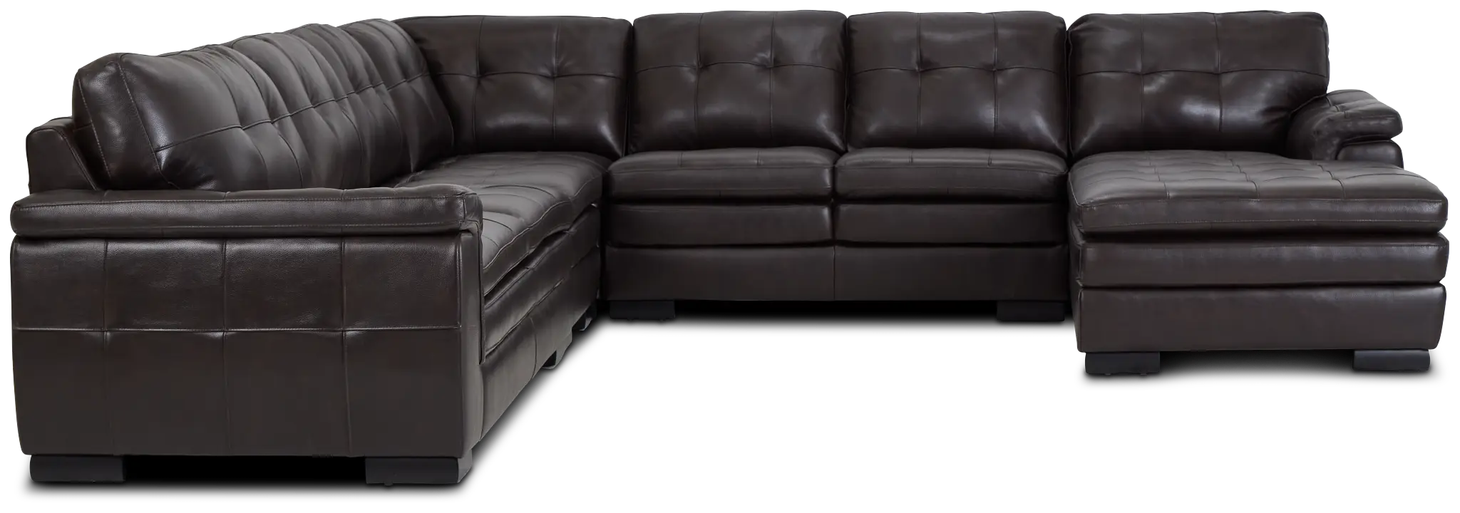 Braden Dark Brown Leather Large Right Chaise Sectional Braden Dark Brown Leather Large Right Chaise Sectional