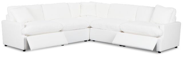 Skye White Fabric Small Dual Power Reclining Two-arm Sectional