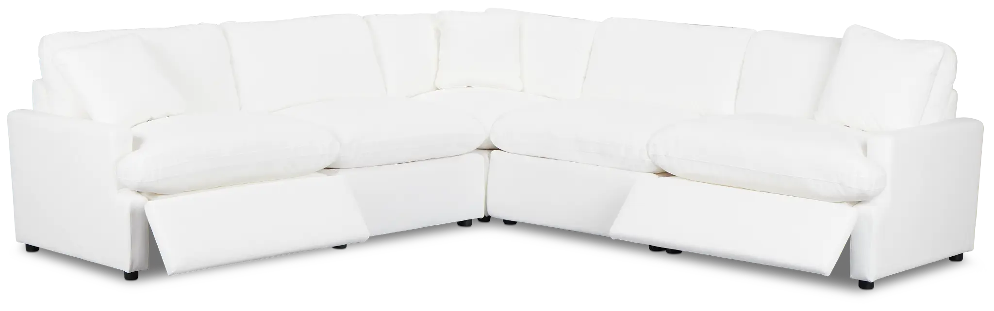 Skye White Fabric Small Dual Power Reclining Two-arm Sectional Skye White Fabric Small Dual Power Reclining Two-arm Sectional