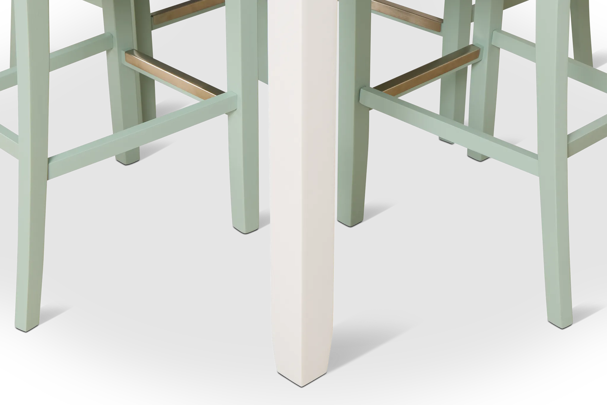 Edgartown White Square High Table & 4 Light Blue Wood Barstools