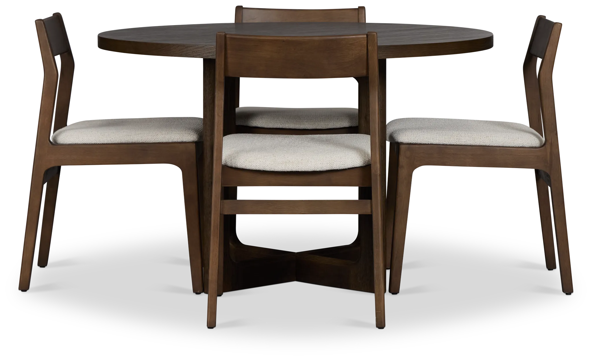 Santorini Dark Tone Round Table & 4 Curved Chairs