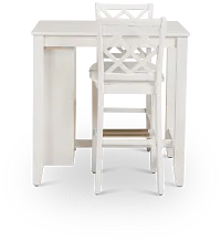 Edgartown White Storage High Table & 2 White Wood Barstools