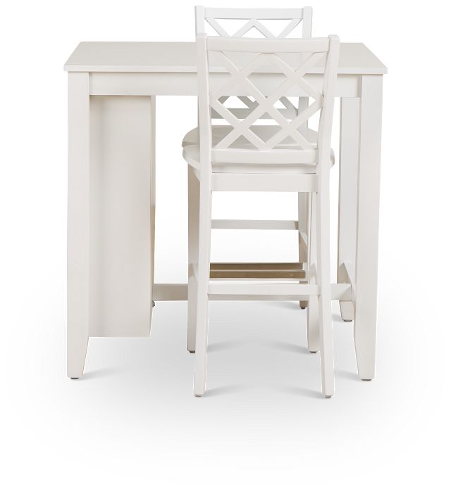 Edgartown White Storage High Table & 2 White Wood Barstools