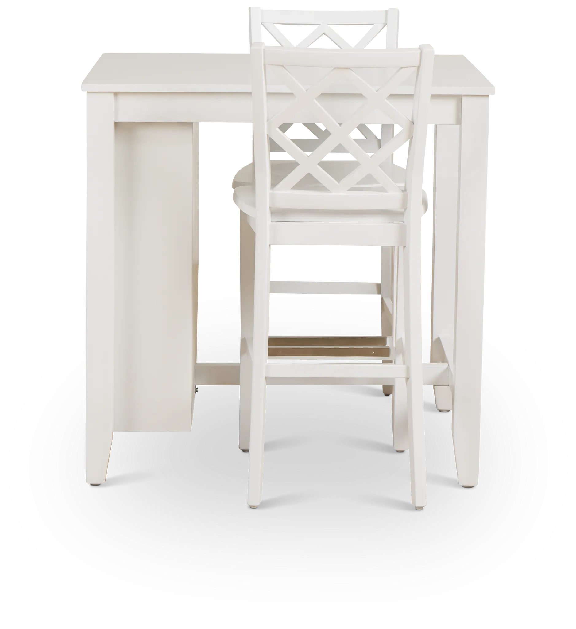 Edgartown White Storage High Table & 2 White Wood Barstools