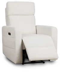 Rae White Fabric Power Recliner