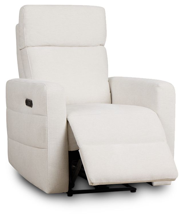 Rae White Fabric Power Recliner
