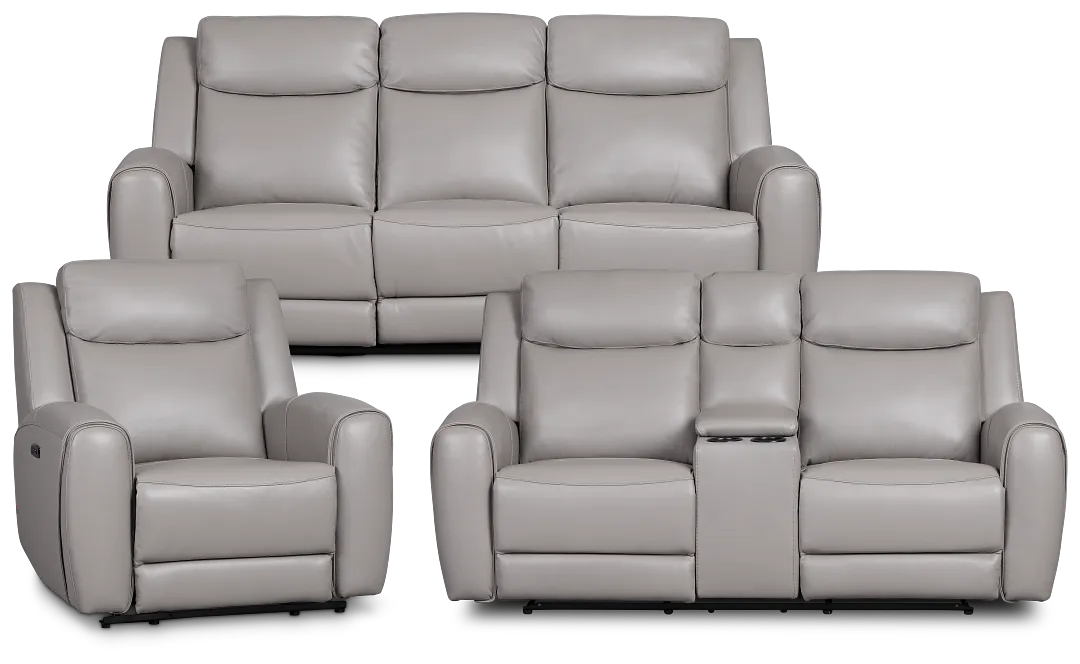 Walker Light Gray Lthr/vinyl Power Reclining Living Room