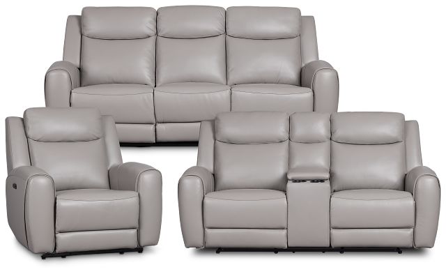 Walker Light Gray Lthr/vinyl Power Reclining Living Room