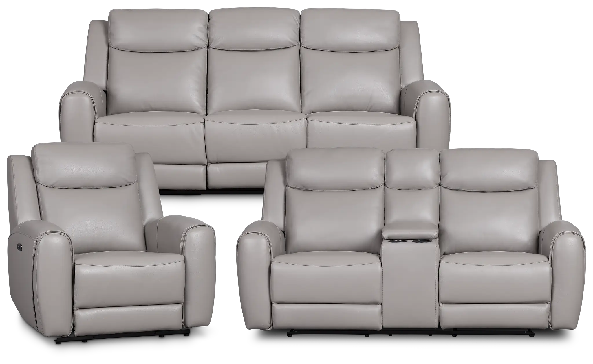Walker Light Gray Lthr/vinyl Power Reclining Living Room Walker Light Gray Lthr/vinyl Power Reclining Living Room