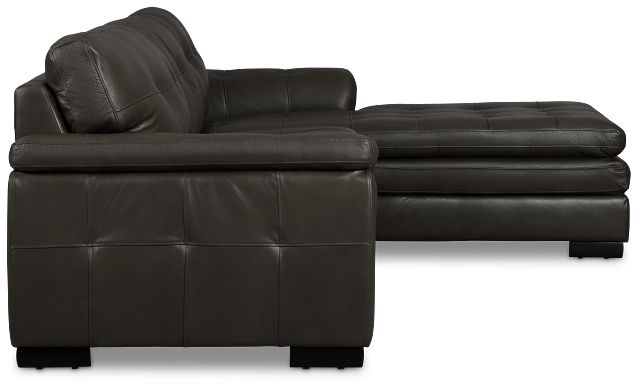 Braden Dark Gray Leather Left Chaise Sectional