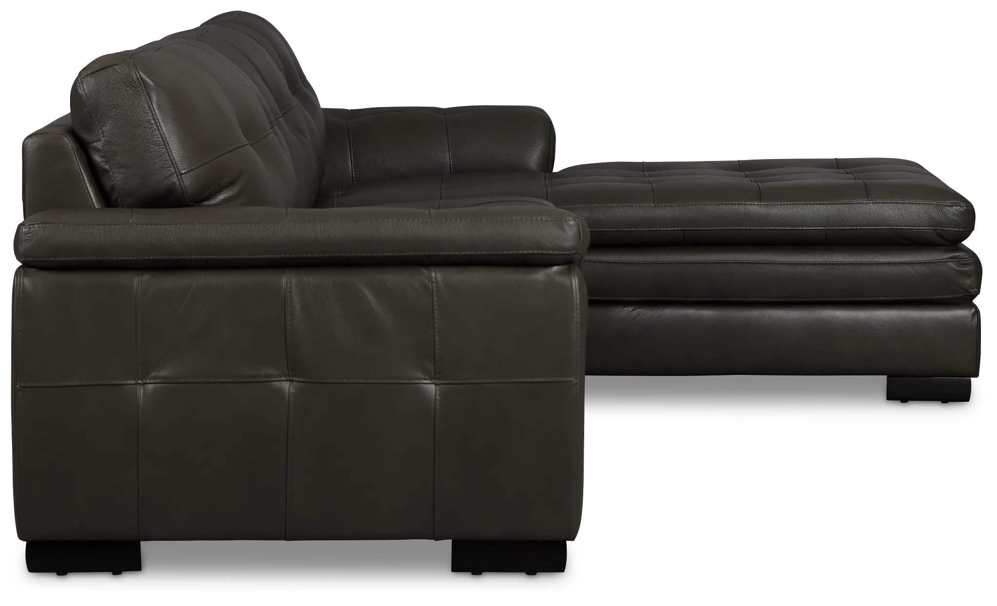 Braden Dark Gray Leather Left Chaise Sectional