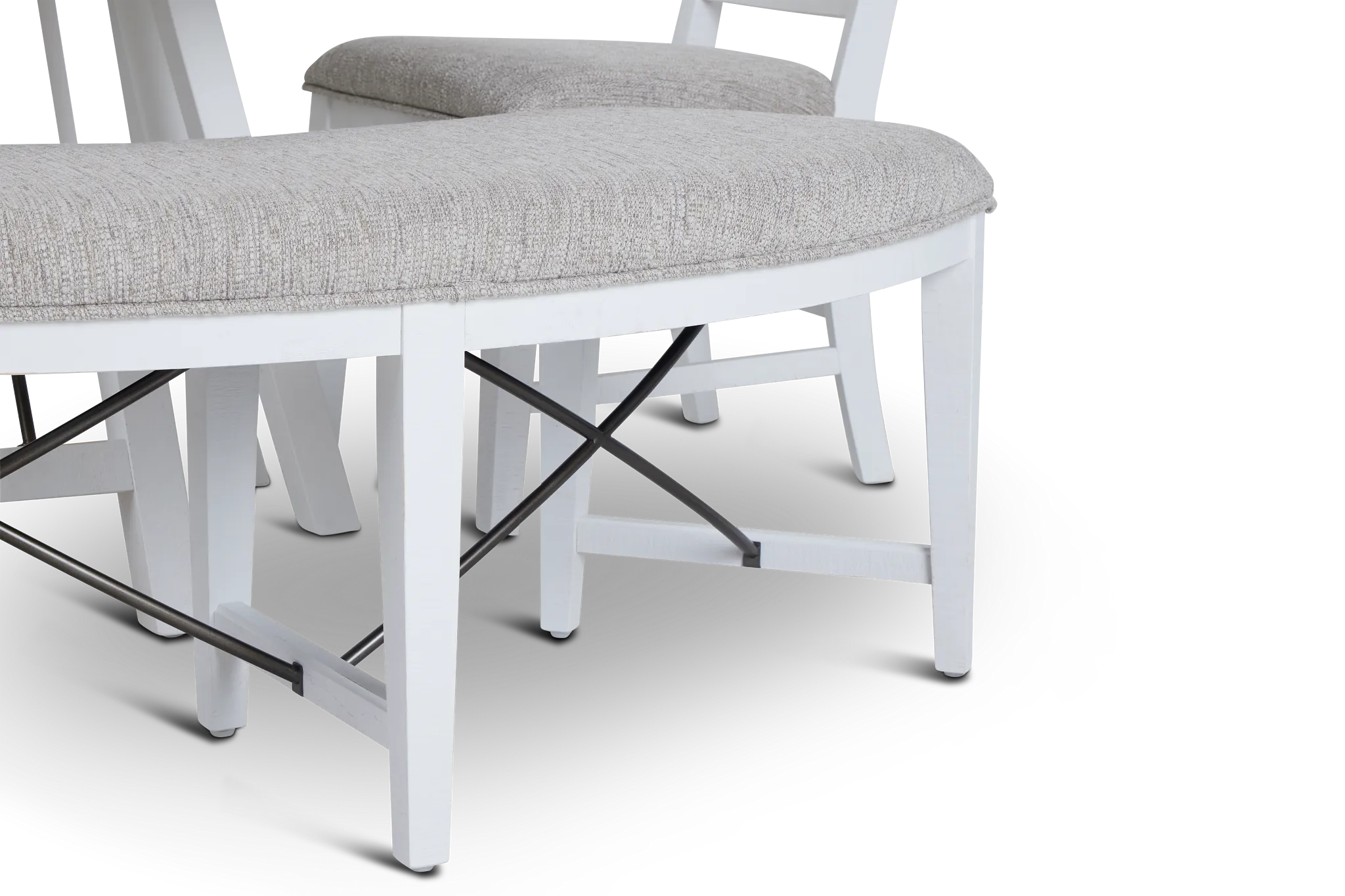 Heron Cove White Round Table, 3 Chairs & Bench